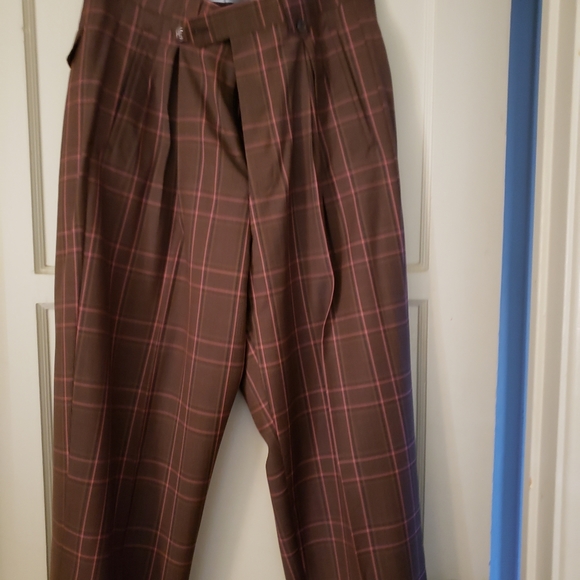 Stunning 3 piece brown/pink plaid men's suit. Designer Tiglio Rosso, 100% wool. - Picture 5 of 9